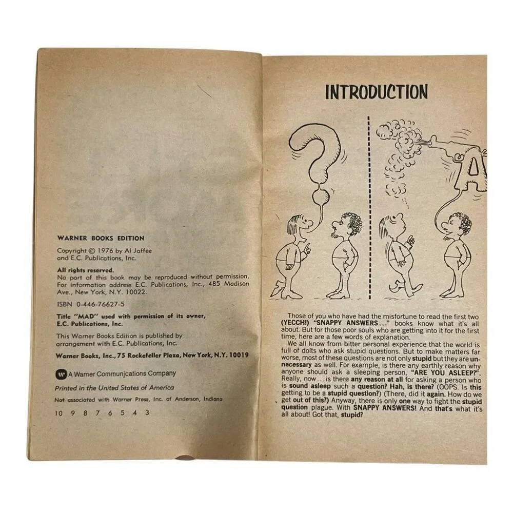 Mad's Al Jaffee Spews Out Still More Snappy Answers to Stupid Questions Book 1st
